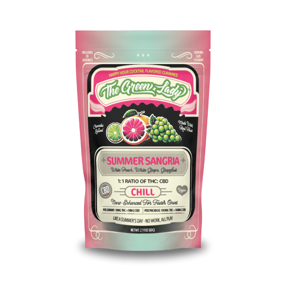 The | Green Lady Gummies Summer Sangria 1 1 Thc Cbd 10pk 100mg